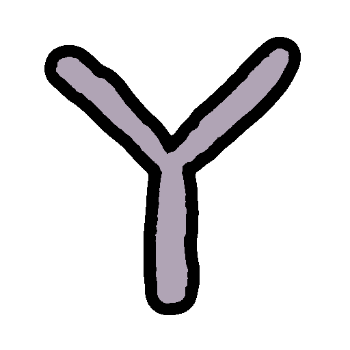 the sitelen pona glyph for the toki pona word 'anu,' which looks like a Y, colored in silver.